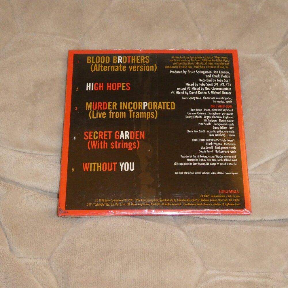 Bruce Springsteen: Blood Brothers Sealed [1996 Promo CD] - Picture 2 of 2